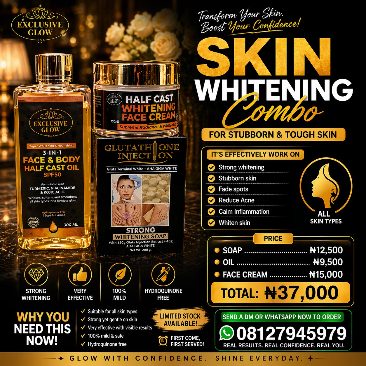 The Exclusive Glow Skin Whitening Combo – 3-Piece