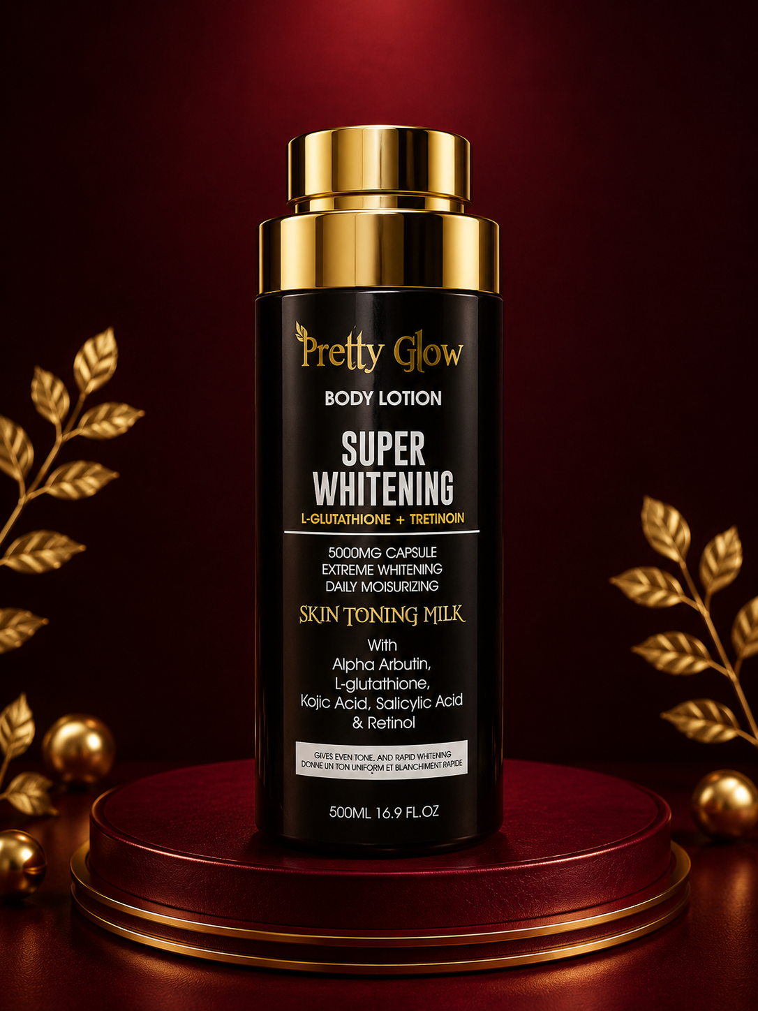 Pretty Glow Super Whitening Body Lotion – L-Glutathione & Tretinoin Skin Toning Milk