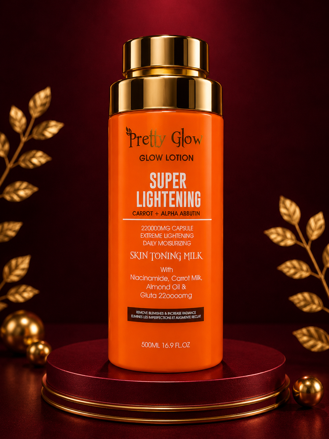 Pretty Glow Super Lightening Glow Lotion – Carrot & Alpha Arbutin Skin Toning Milk